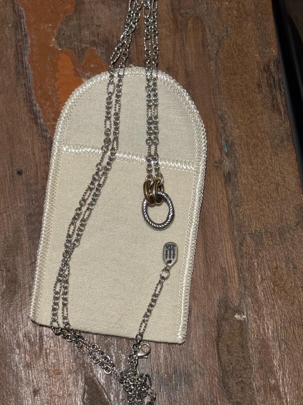 James Avery Retired Sterling Silver  & Bronze Twistable Charm holder necklace